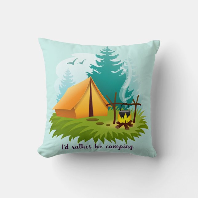 Camping Tente Woods Extérieur Jeter Oreiller (Recto)