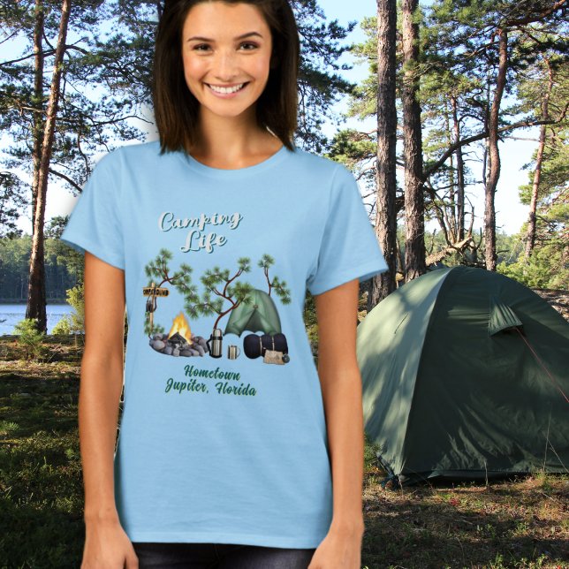 Camping Vie Tente Camper T-shirt Ville natale (Créateur téléchargé)