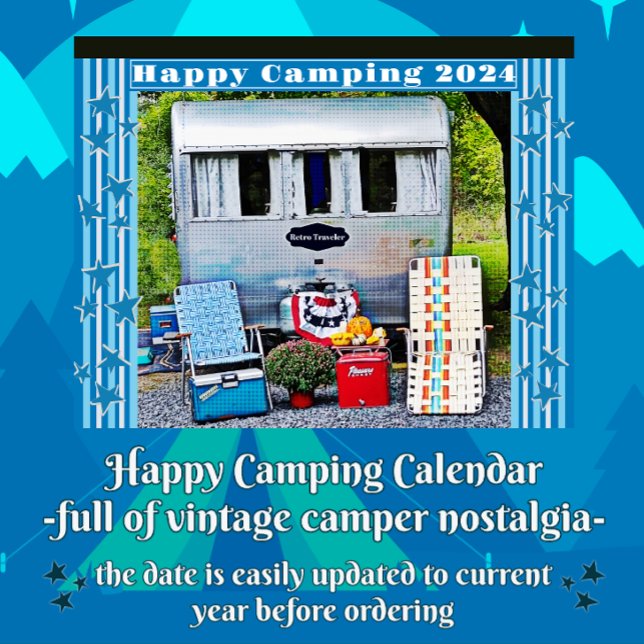 Camping vintage Happy Camping Calendrier 2024 (Créateur téléchargé)