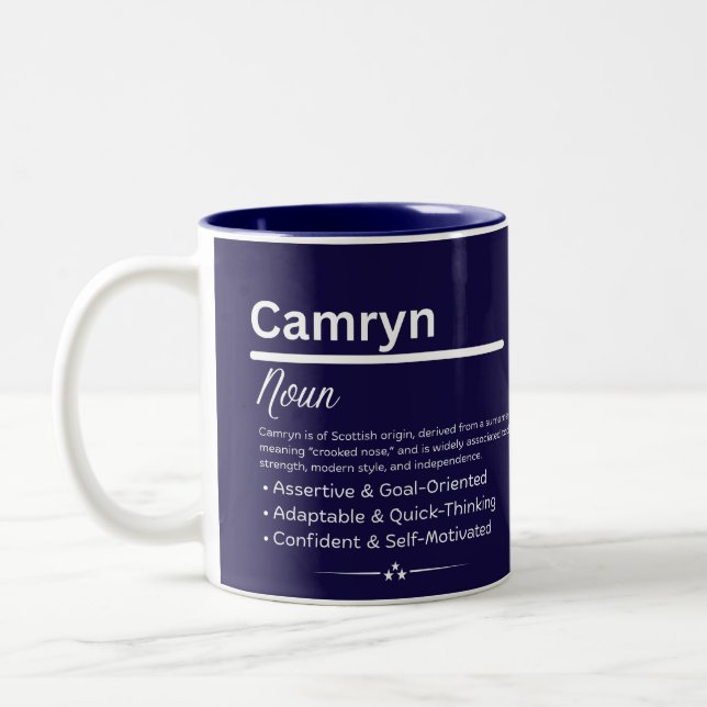 Camryn Personalized Girl Name Meaning Coffee Mug (Gauche)