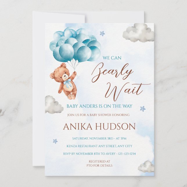 Can Bearly Wait Baby Shower Invitation (Devant)