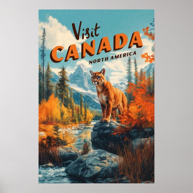 Canada Mountains Puma Travel Poster (Devant)