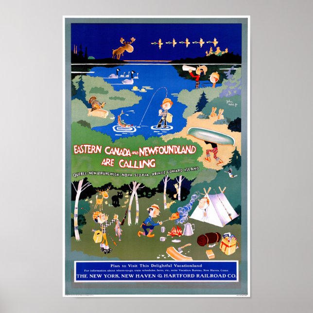 Canada Terre-Neuve Poster Vintage voyage restauré (Devant)