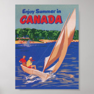 Canada, voilier, affiche Vintage voyage