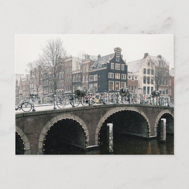 Canal à Amsterdam en hiver Carte postale (Devant)