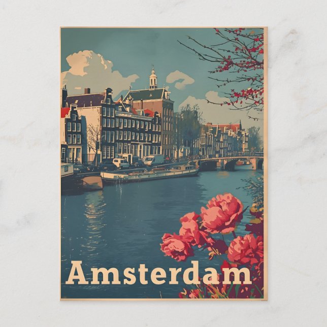 Canal Charme : Carte postale Vintage Amsterdam (Devant)