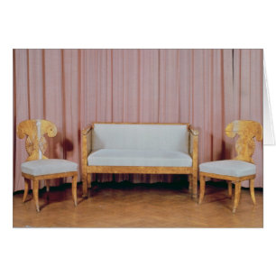 Canapé et deux chaises, bouleau karélien, 1810-20