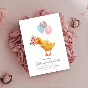 Canard Anniversaire Invitation Floral moderne Cute
