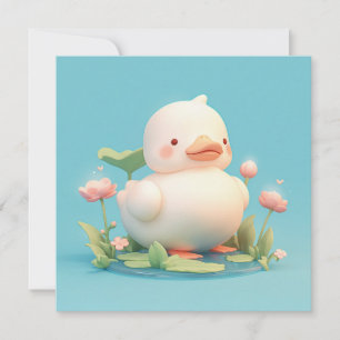 Canard Blanc dans un style d'argile 3D avec fleurs