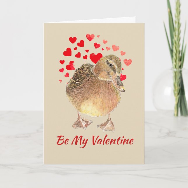 Canard chanceux drôle de Valentine avec la carte (Devant)