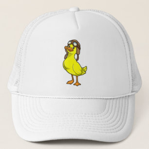 Canard comme pilote avec Casquette et lunettes