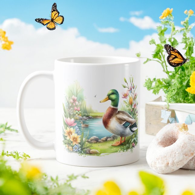 Canard d'aquarelle de printemps - Mug d'enfant (Créateur téléchargé)