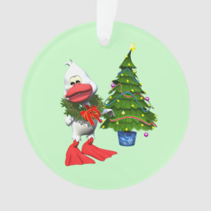 Canard de Noël blanc mignon portant une couronne