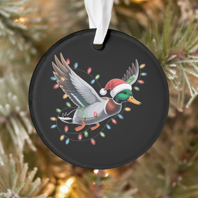 Canard de Noël volant avec des lumières de chasse  (Arbre)