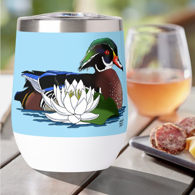 Canard en bois coloré nénuphar faune bleu  (Créateur téléchargé)