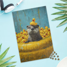 Canard en caoutchouc de la loutre drôle Puzzle de