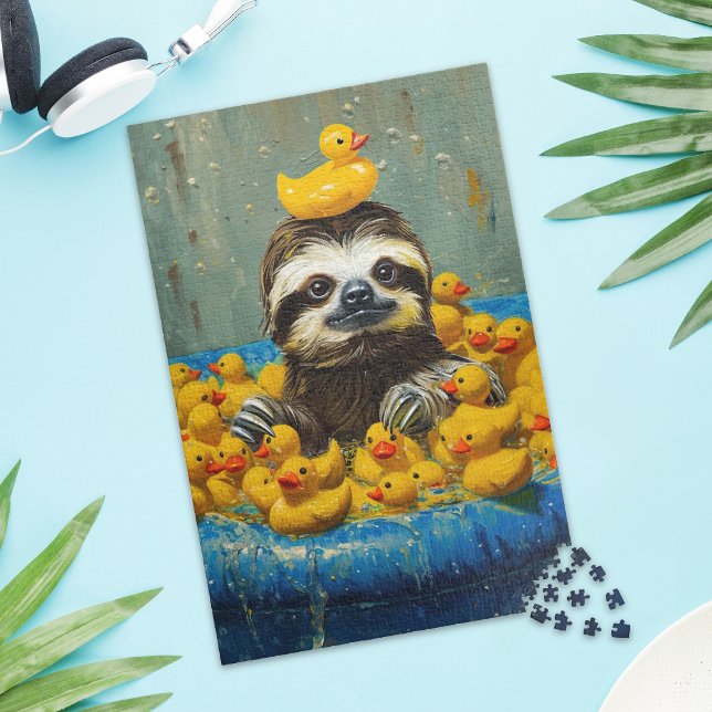 Canard en caoutchouc de paresseux drôle Puzzle de  (Créateur téléchargé)