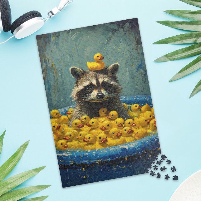 Canard en caoutchouc de raton laveur drôle Puzzle  (Créateur téléchargé)