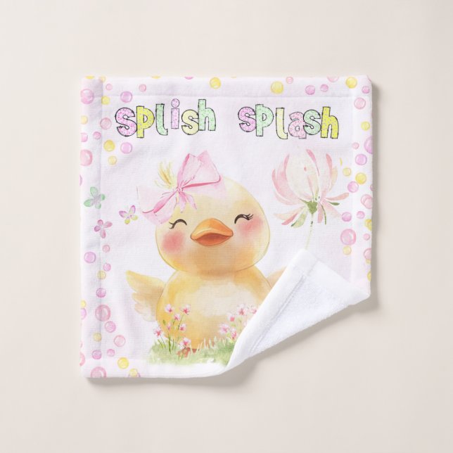 Canard en caoutchouc fille rose mignonne (Gant de toilette)