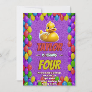 Canard en Caoutchouc Invitation d'Anniversaire Per