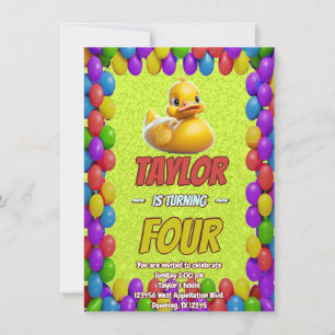 Canard en Caoutchouc Mignon Invitation d'Anniversa