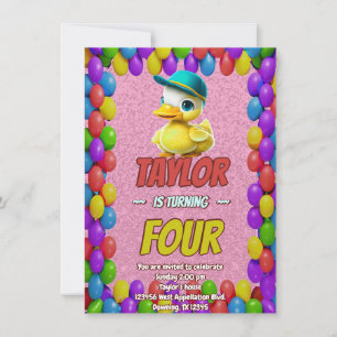 Canard en Caoutchouc Mignon Invitation d'Anniversa