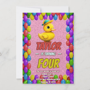 Canard en Caoutchouc Mignon Invitation d'Anniversa