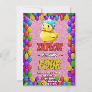 Canard en Caoutchouc Mignon Invitation d'Anniversa