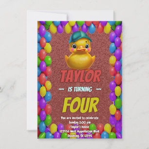 Canard en Caoutchouc Mignon Invitation d'Anniversa