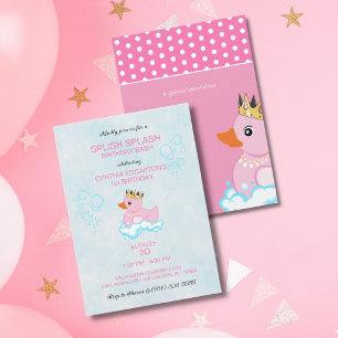 Canard en caoutchouc (rose) Invitation de fête d'a