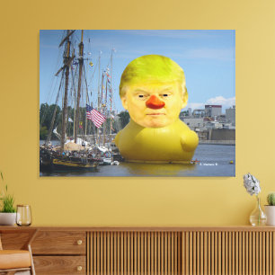 Canard jaune en caoutchouc Donald Trump sur toile 