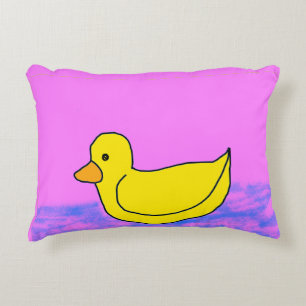 canard jaune mignon sur Coussin rose Accent