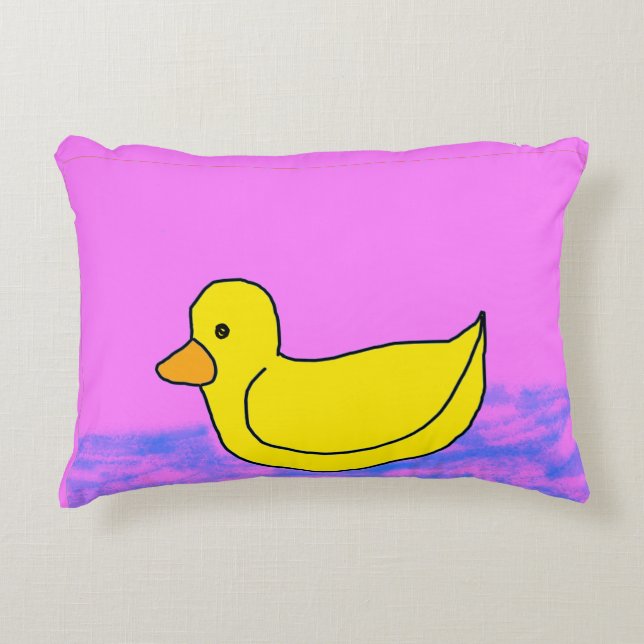canard jaune mignon sur Coussin rose Accent (Devant)