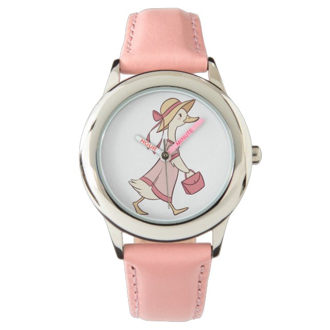 Canard mignon en Robe Rose montre pour enfants (devant)