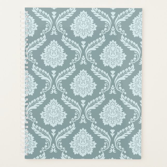Canard Rococo Motif Damask Œuf Bleu+Turquoise (Devant)