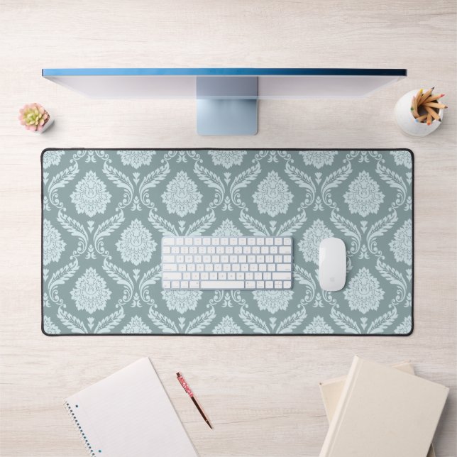 Canard Rococo Motif Damassé Œuf Bleu+Turquoise (Bureau 1)