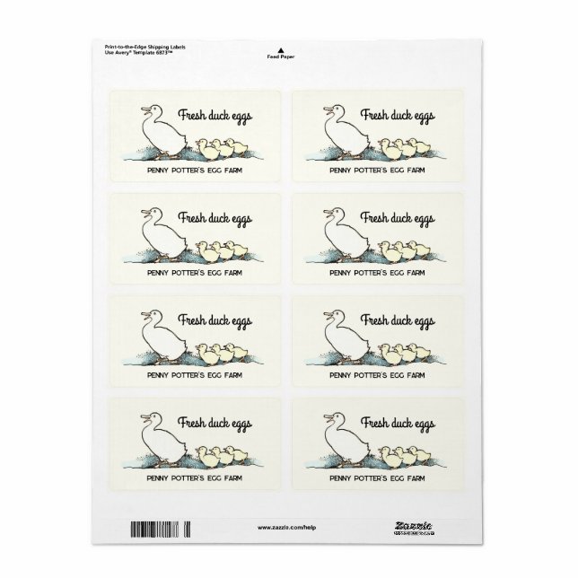 Canard vintage et colliers étiquette carton d'oeuf (Feuille entière)