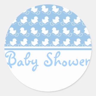 canards bleus en rangée baby shower autocollant