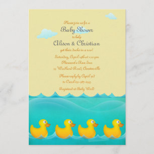 Canards dans une invitation de baby shower de