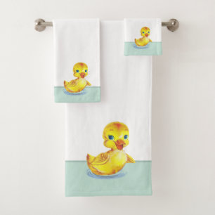 Canards nageants mignons sur bain bleu clair et bl