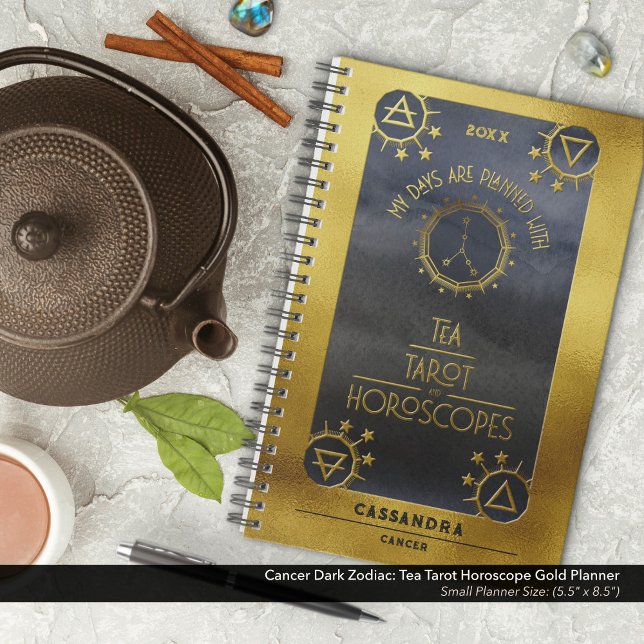Cancer Dark Zodiac : Thé Tarot Horoscope Or (Cancer Dark Zodiac: My Days are Planned with Tea, Tarot, and Horoscope Planner in Gold & Black)
