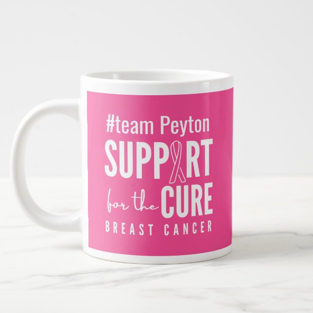 cancer du sein nom personnalisé Mug rose (Gauche)