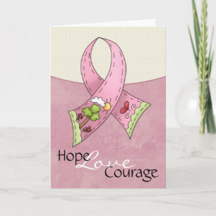 Cancer du sein rose ruban Hope Love Carte Courage