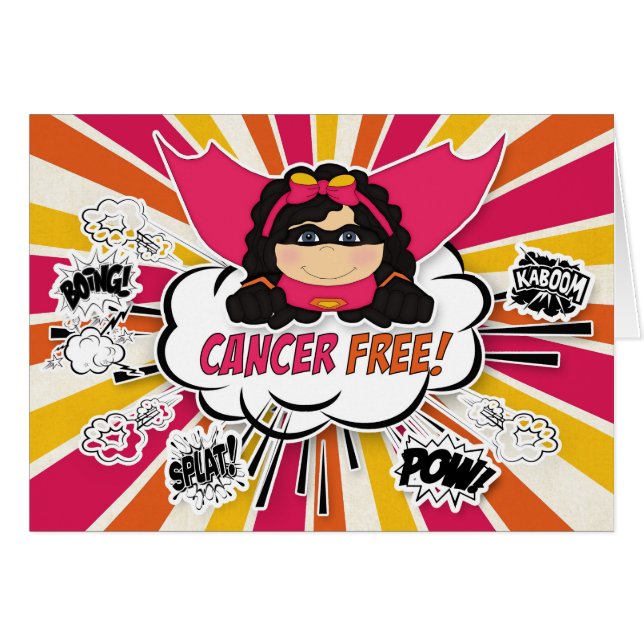 Cancer Free Félicitations Girl Pink Superhero (Devant horizontal)