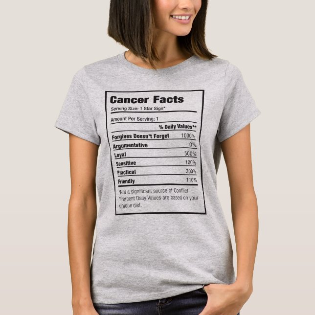 Cancer Nutrition Fact Zodiac T-shirt (Devant)