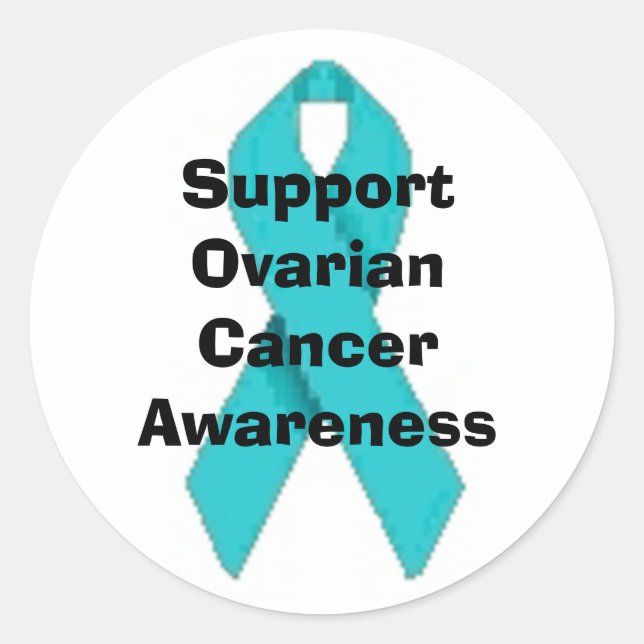 CANCER OVARIEN TURQUOISE STICKER RIBBON (Devant)