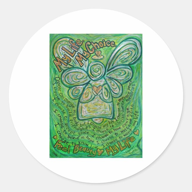 Cancer Poem Green Angel Art Decal Stickers (Devant)