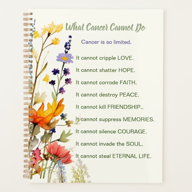 Cancer Support Inspire Fleur sauvage Sage Planner (Devant)
