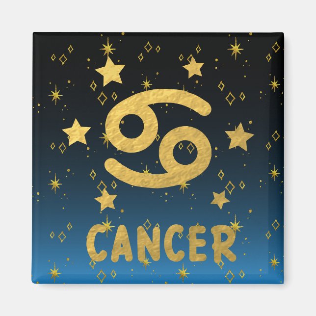 Cancer Zodiac bleu et or aimant (Devant)