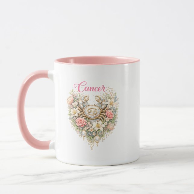 Cancer Zodiac Floral Heart Mug – Romantic Astrolog (Gauche)